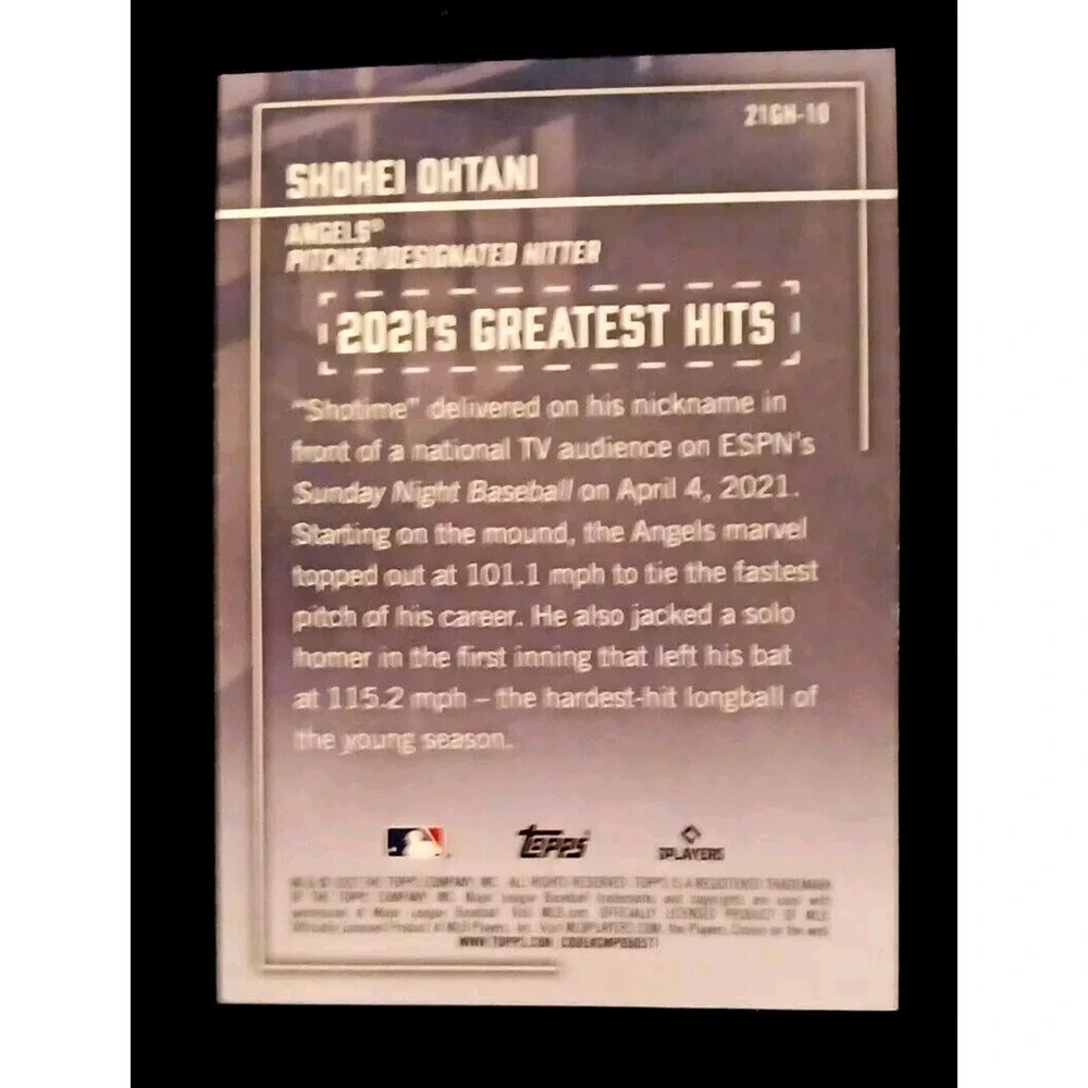 2022 Topps Series 1 - 2021's Greatest Hits #21GH-10 Shohei Ohtani - Picture 6 of 7
